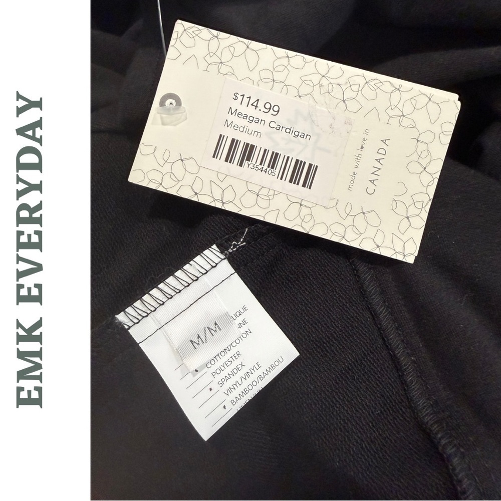 EMK Everyday Meagan Cardigan | Black Bamboo-Blend | Size M | Made in Canada - Picture 6 of 7